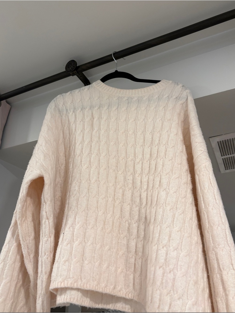 Soft Cream Cable-Knit Crewneck Sweater